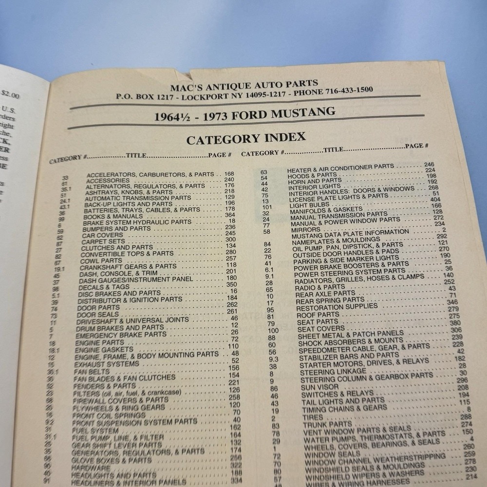 Ford 1964 1/2- 1973 Mustang May 2000 MAC's Antique Auto Parts Catalog Price List - Picture 4 of 6